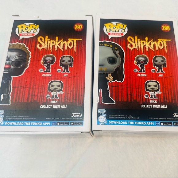 Lot of 2 Funko Pop! Rocks Slipknot Clown #297 & Jay #298 NEW Collectibles Music - Picture 1 of 5